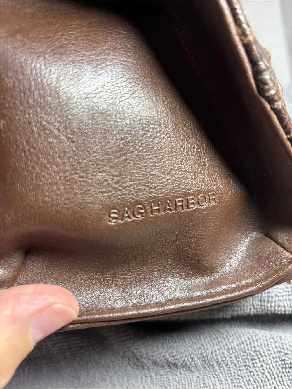 Sag Harbor Faux Alligator Brown Leather Purse